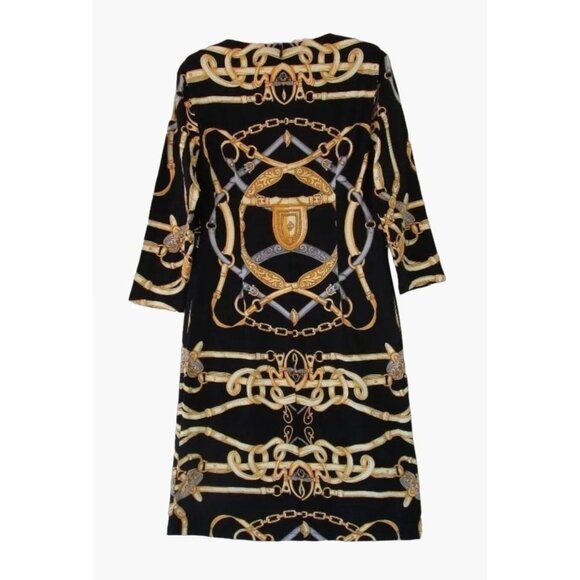 J. McLaughlin Sophia Dress Women's Size Small Black Light Yellow Cheshire Horse - Picture 9 of 9